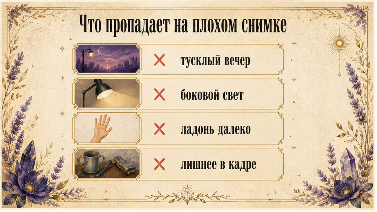 Чек-лист типичных ошибок съёмки ладони
