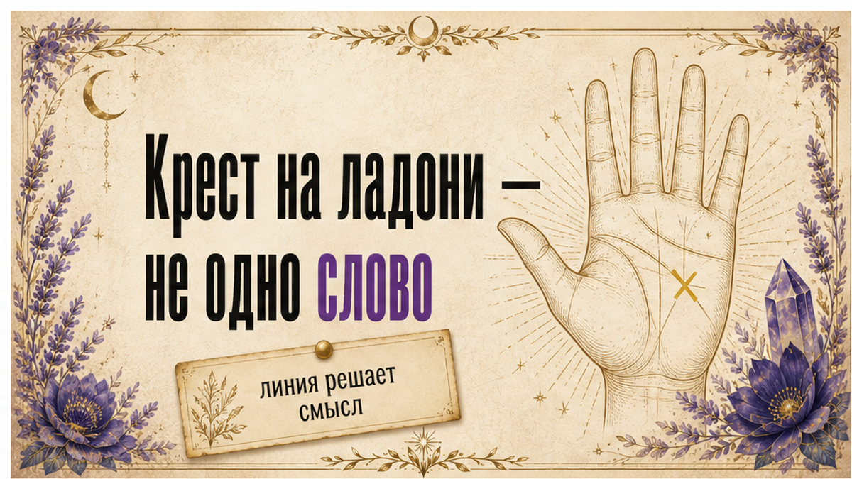Иллюстрация: почему крест на ладони нельзя читать одним словом