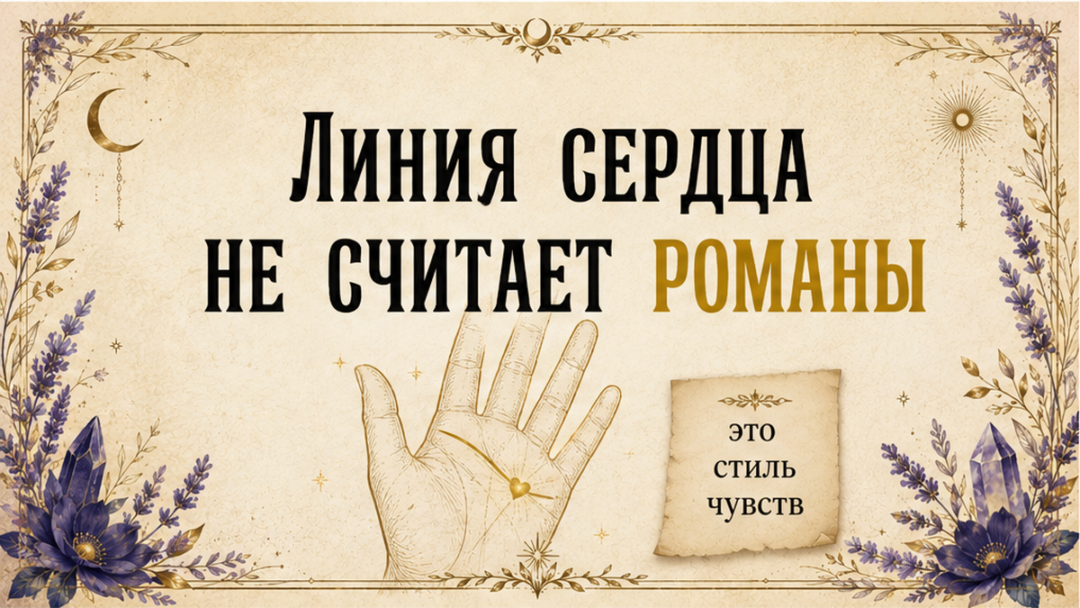 Иллюстрация: линия сердца показывает стиль чувств, не число романов