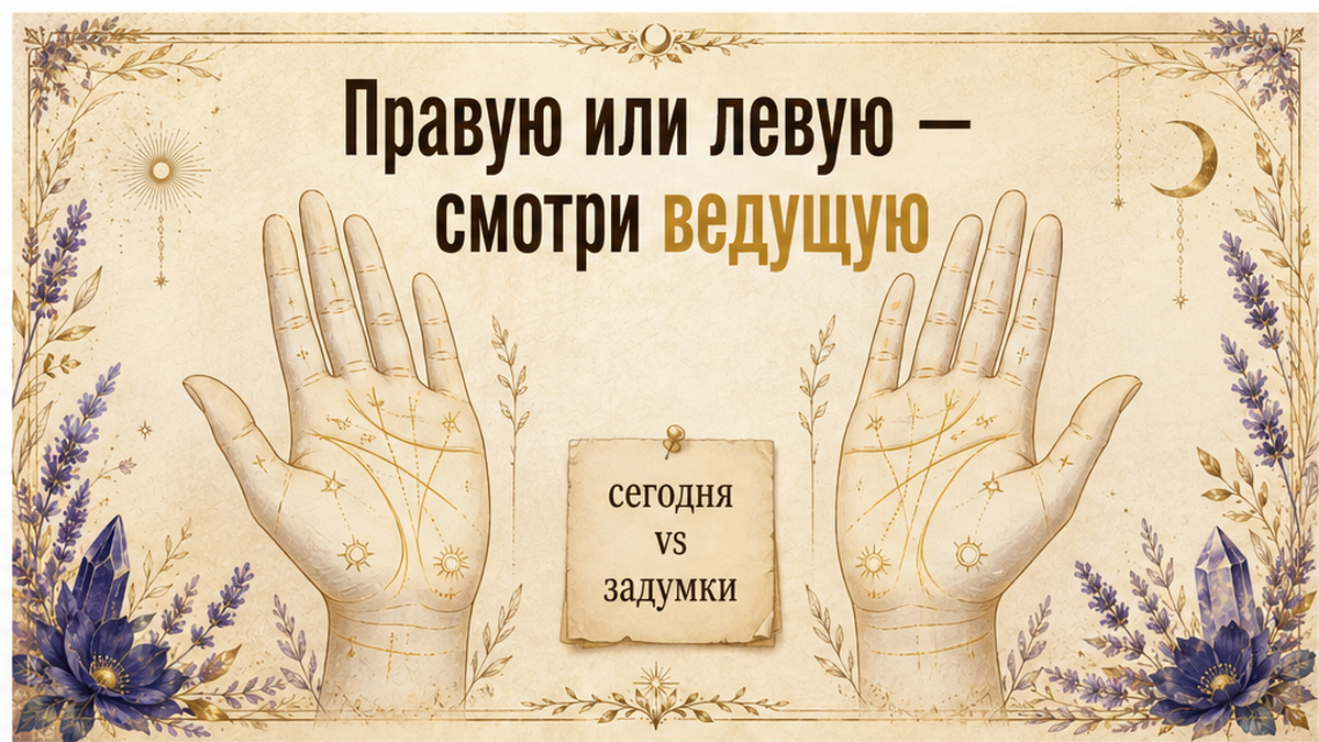 Иллюстрация: как выбрать ведущую ладонь для разбора линий