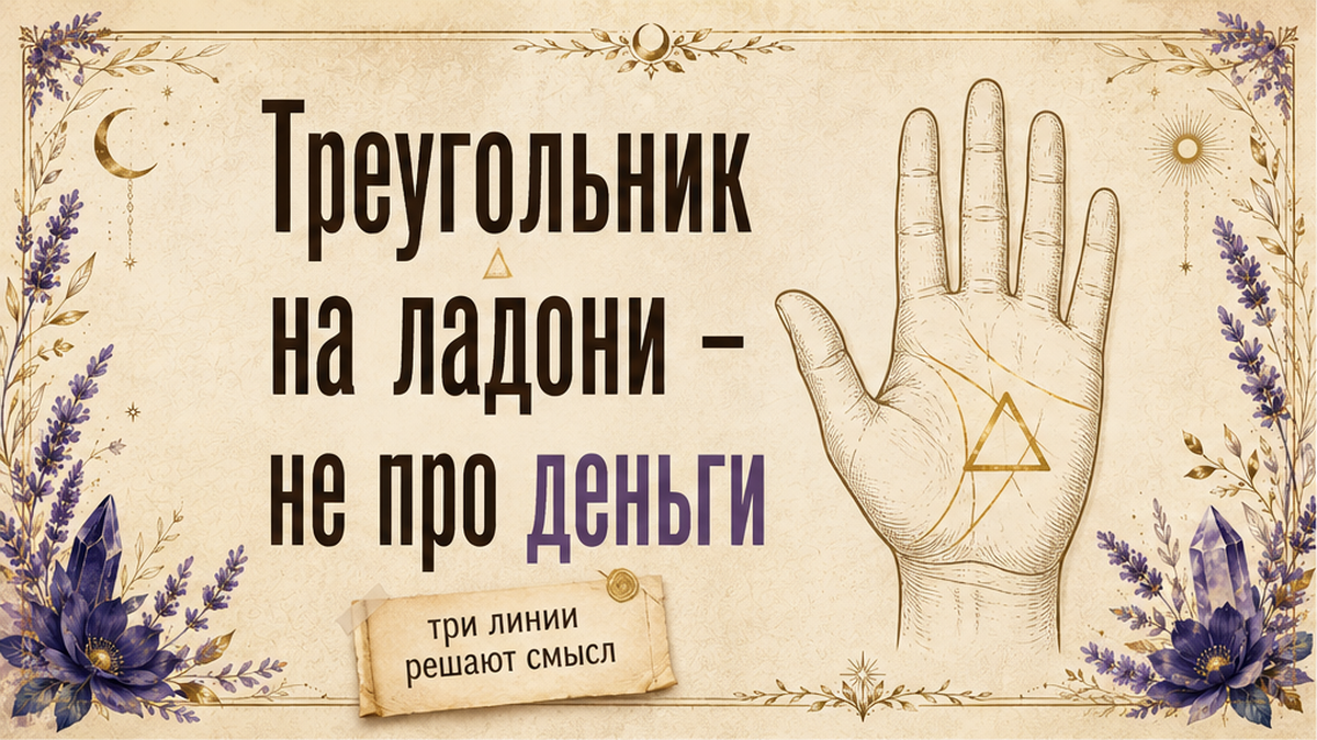 Иллюстрация: треугольник на ладони складывается из линий, а не обещает богатство